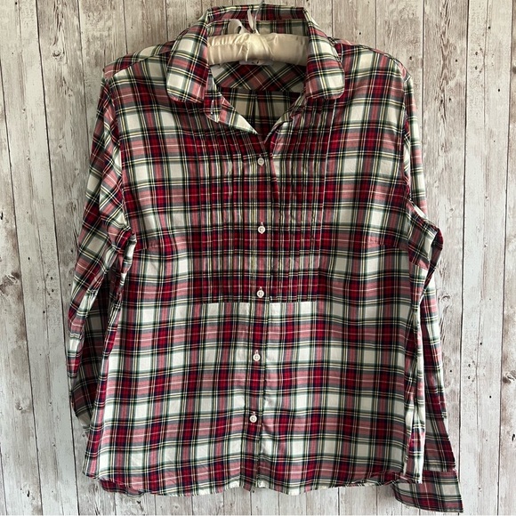 Untuckit Plaid Button-Up Shirt Red Pleated 10 - Picture 1 of 7